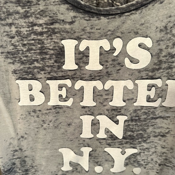 Chaser It’s Better In NY Burnout Graphic Tee Gray Vintage Wash Burnout semisheer - Picture 5 of 8